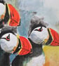Atlantic Puffins original Watercolour Painting - Image 4