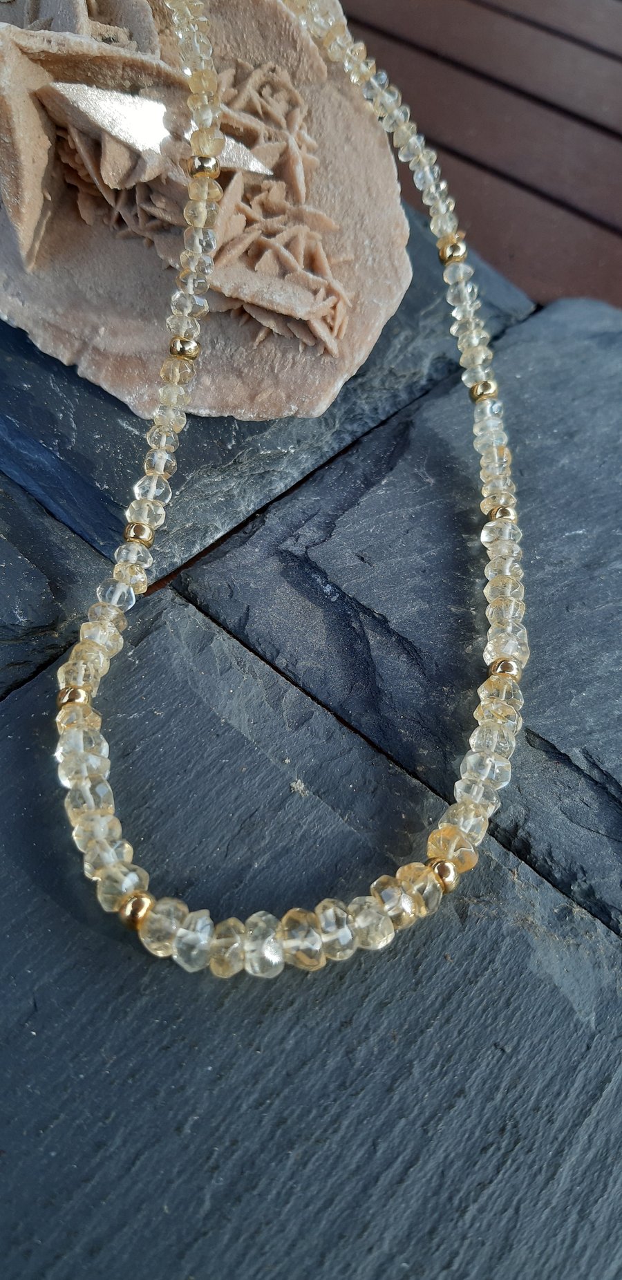 Citrine and Gold-Plated Sterling Silver Necklace