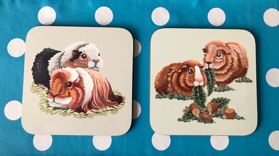 A pair of Guinea Pigs Square Coasters