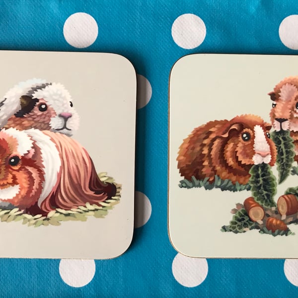 A pair of Guinea Pigs Square Coasters