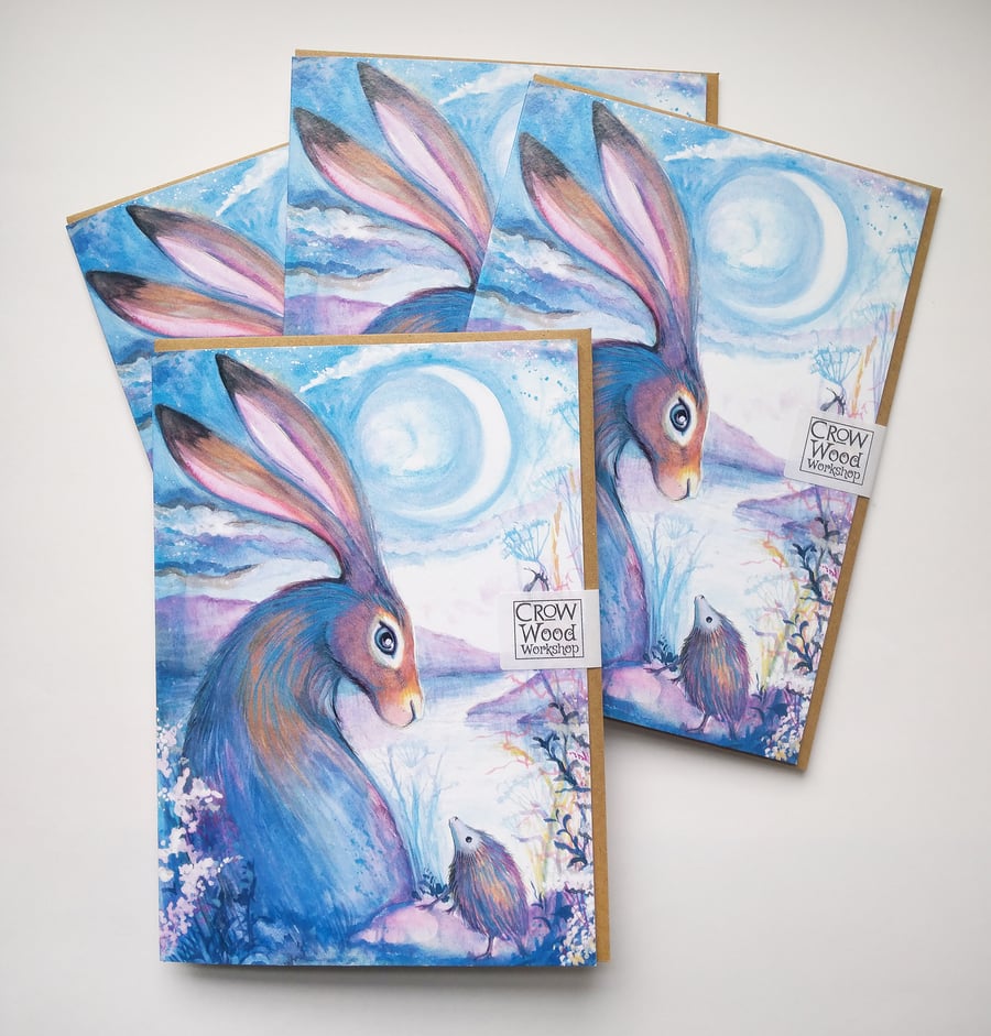 Beautiful Bundle - 4  Hare & Hoggy Greetings Cards