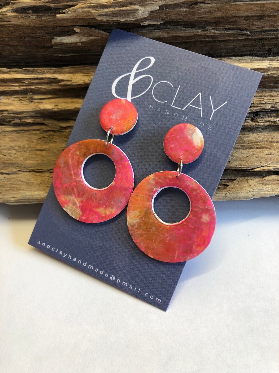 Handmade Polymer Clay Hoop Earrings