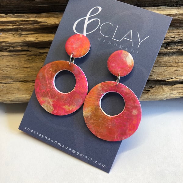 Handmade Polymer Clay Hoop Earrings