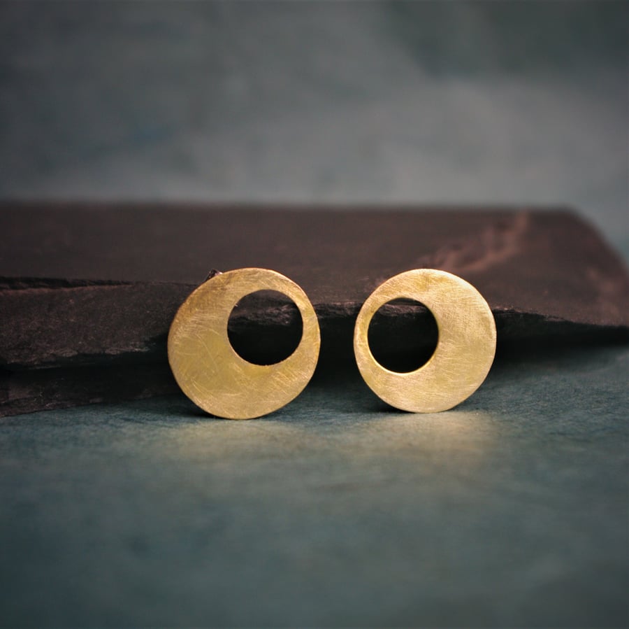 Brass Circle Stud Earrings