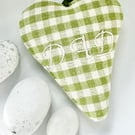 SALE - MIDI HEART - 'DAD' in lime-green gingham