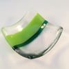 Green Stripe Fused Glass Trinket Dish