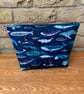 Whale Print Fabric Quilted Wash Bag