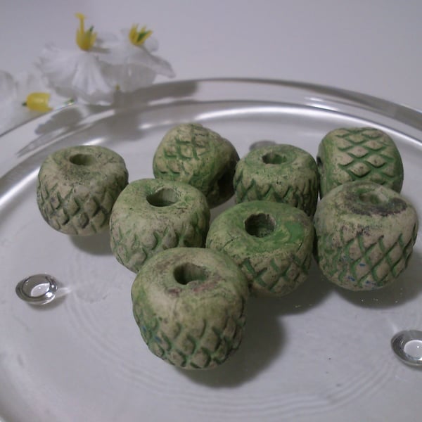 Rustic Green textured beads