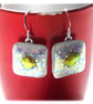 Handmade Fused 290 Dichroic Glass Earrings White Gold - Image 4