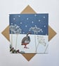 Red-legged partridge in Snowy Scene, Christmas card, Winter birthday, holly  - Image 2