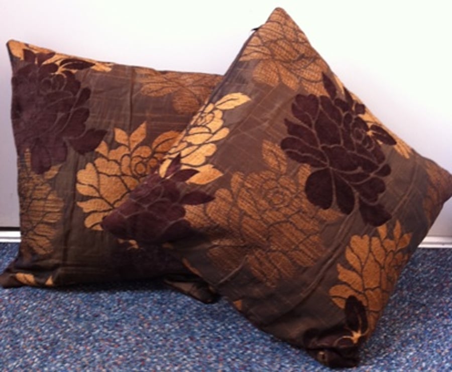 Brown Floral Cushions