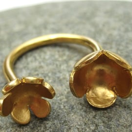 Open Ring - Gold plated silver copper Flower Ring - (made by artist maker)