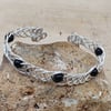 Adjustable Wire wrap Black Onyx cuff bracelet. December Birthstone
