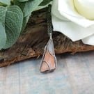 Necklace, Burnt Orange and Sterling Silver Stained Glass Effect Pendant