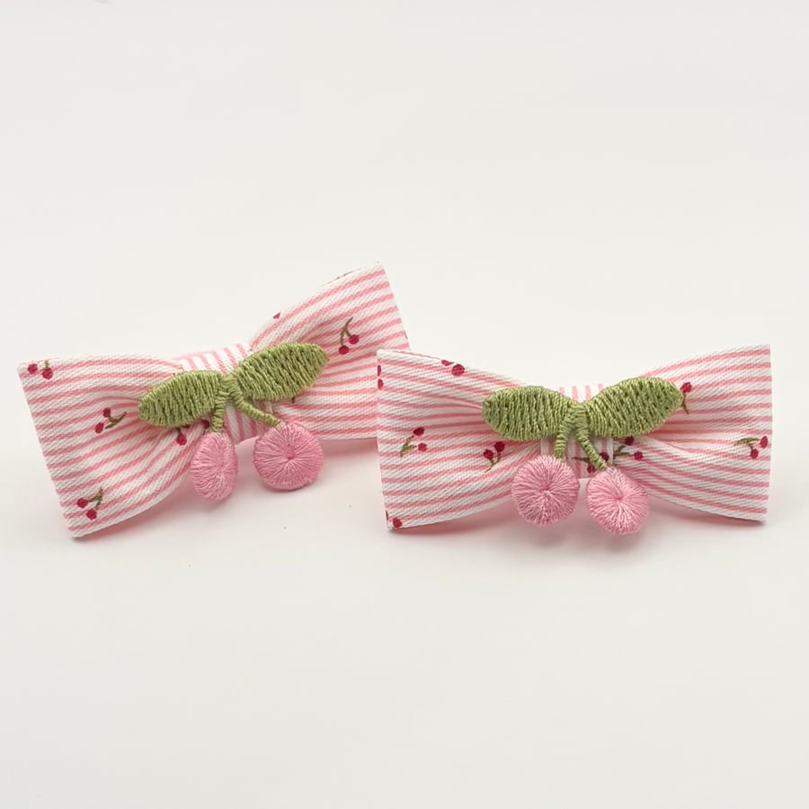 Pink cherry Bow Hair bobbles 