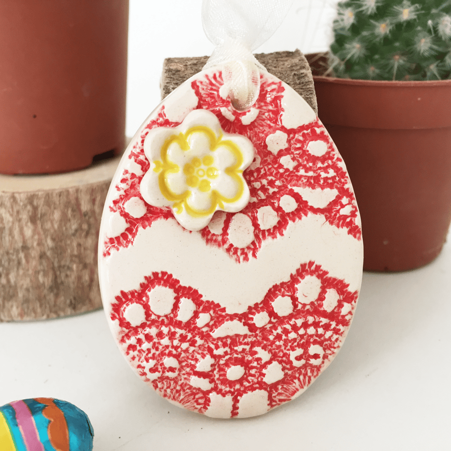 Pottery Easter Egg decoration Ceramic Easter Egg patterned egg bright pattern