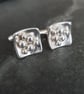 Square cufflinks, Recycled silver, Fathers day gift, Hallmarked mens jewellery - Image 1
