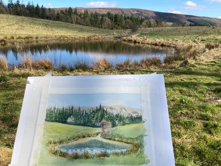 Ingleby pond - En plein air mar 2025 (Pure Original Watercolour)