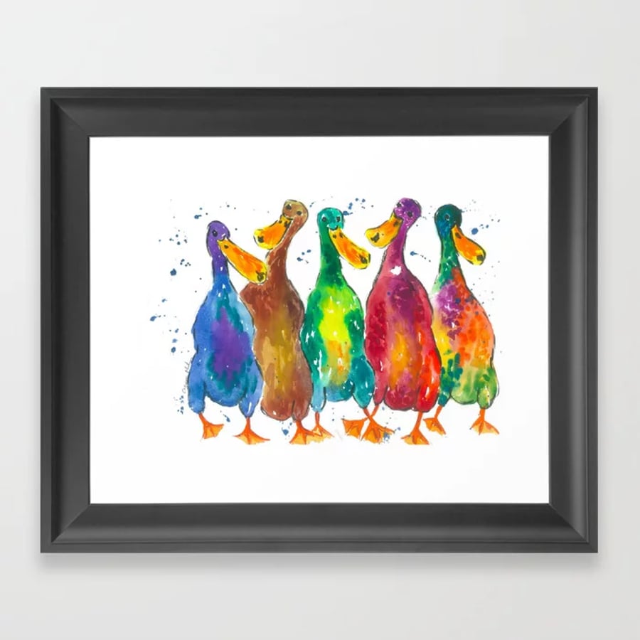 A 3 Colourful Ducks Print of 240 gsm paper, card