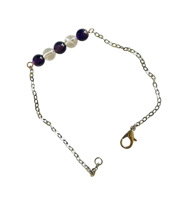 Amethyst and Clear Quartz bracelet - February and April Birthstones