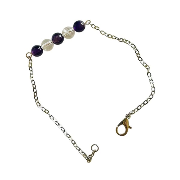 Amethyst and Clear Quartz bracelet - February and April Birthstones