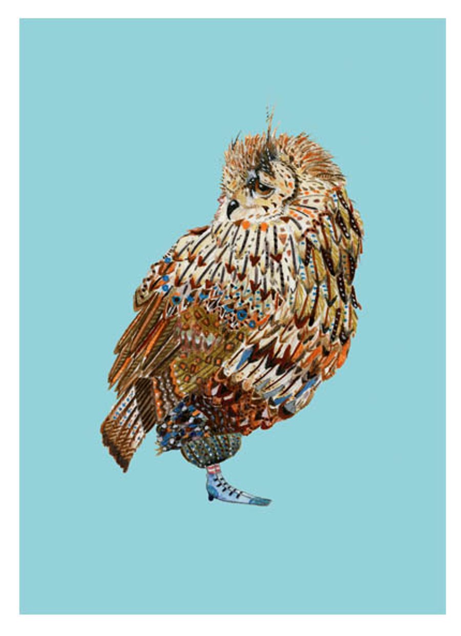 Owl Giclee print  5x7 inch Illustration of Owl nature print