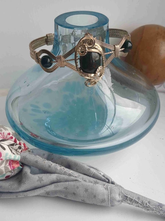 Bloodstone Jasper Stirling Silver Bracelet 