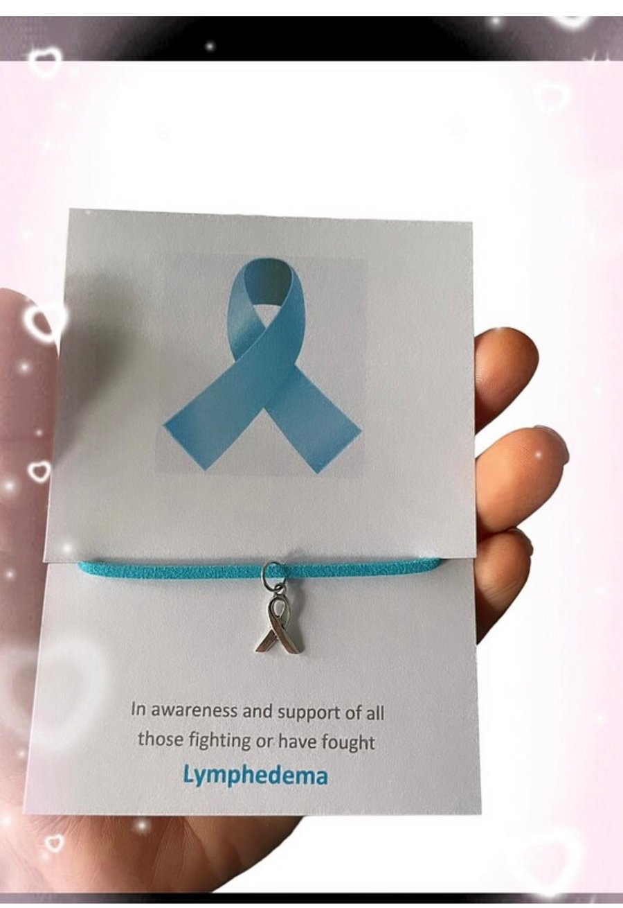 Lymphedema awareness ribbon corded wish bracelet gift  