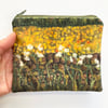 Velvet buttercup field coin purse, card holder, mobile phone bag, makeup bag. 
