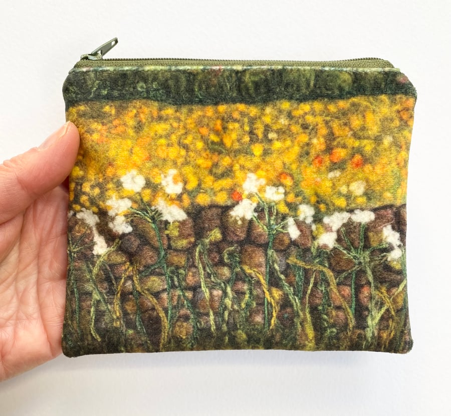 Velvet buttercup field coin purse, card holder, mobile phone bag, makeup bag. 