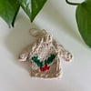 Hand knitted Mini Christmas jumper, Christmas tree decoration