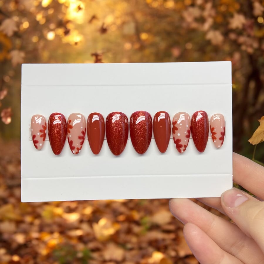 Custom press on nails - Autumn colours