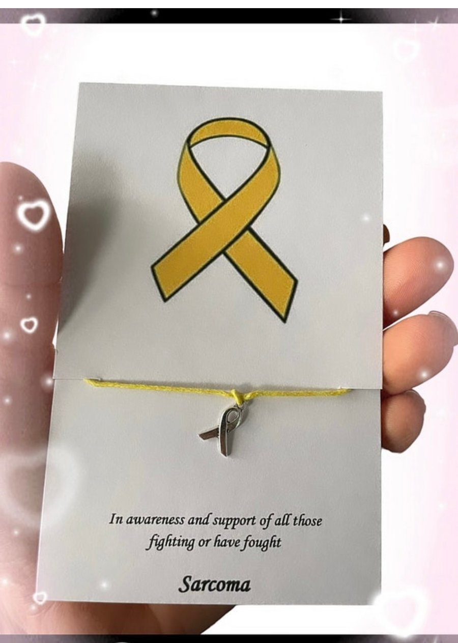 Sarcoma awareness wish bracelet yellow corded ribbon charm bracelet gift 