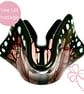 Handmade Plum Fused Glass Butterfly Handkerchief Candle Holder - Image 1