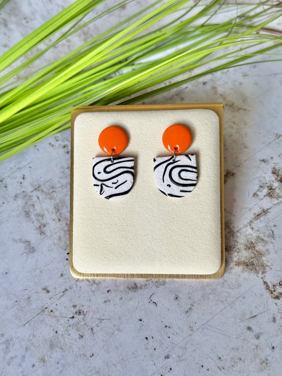 Colour & Monochrome - Orange and Arch Earrings