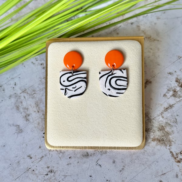 Colour & Monochrome - Orange and Arch Earrings