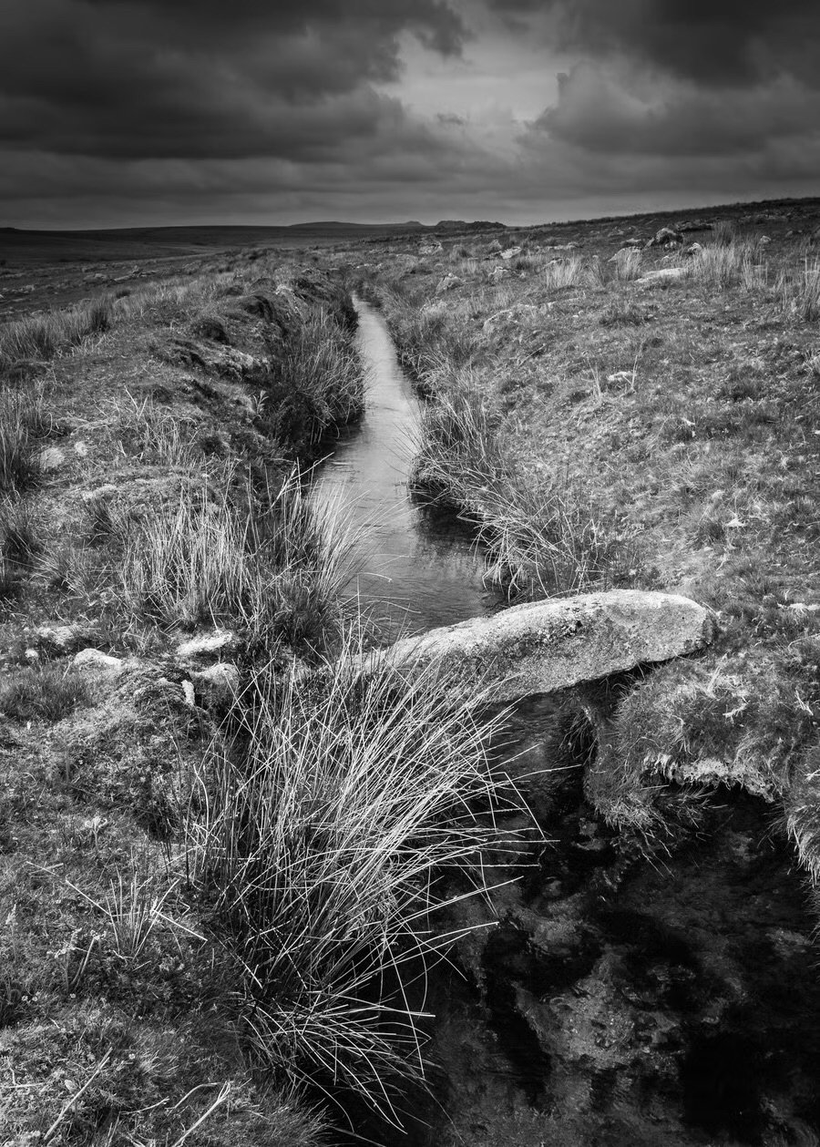 Black & white photography print - Footbridge, Trowlesworthy Tor, Dartmoor