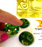 Set of 3 handmade green glass buttons