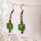 Nephrite Jade with Austrian Crystal Earrings