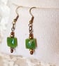 Nephrite Jade with Austrian Cystal Earrings
