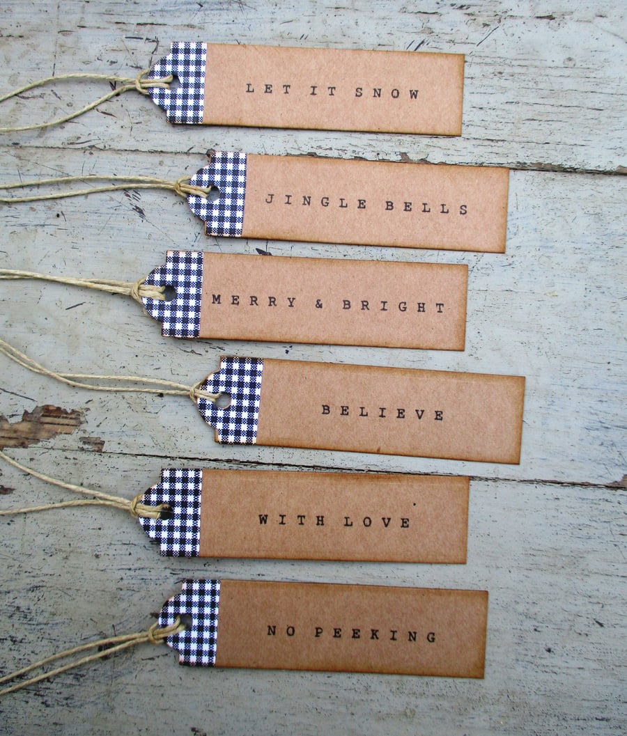 Christmas skinny gift tags,luggage tags set of 6