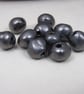 10 Small Metallic Pewter Glazed Clay Beads - Image 1