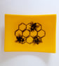 Fused glass trinket dish, bees with honeycomb design, No 2 - Image 2