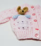 Pastel Pink Chunky Baby Cardigan with Bunny