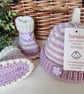 Designer Merino Wool Baby Girl's Booties & Hat Set 0-3 months size - Image 2