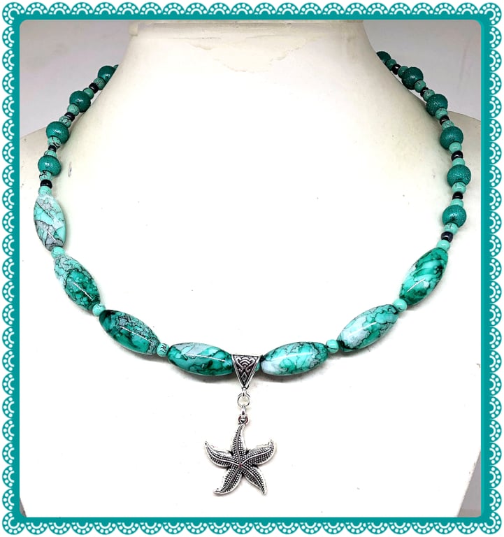 One of a Kind Starfish collar length necklace