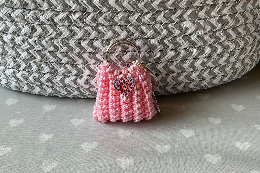Mini crochet purse bag charm keyring