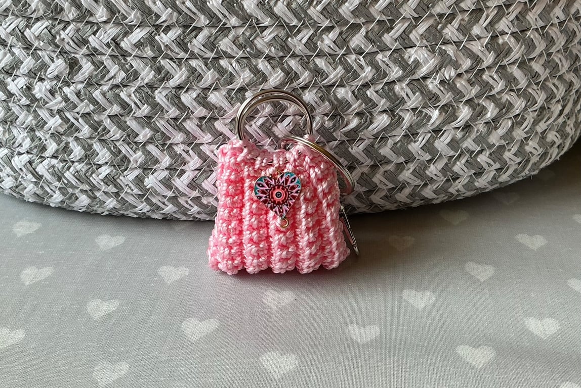 Mini crochet purse bag charm keyring