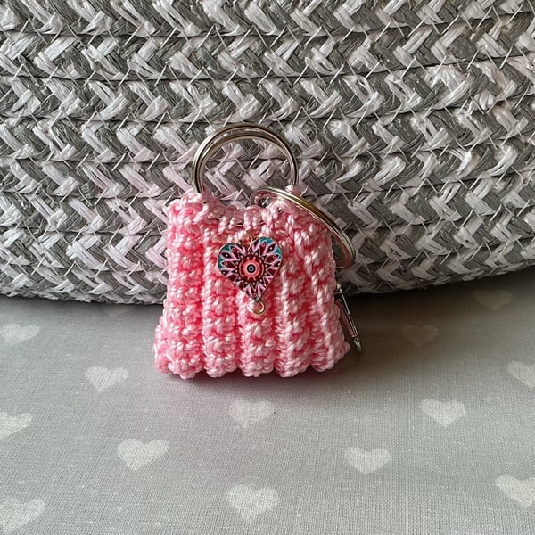 Mini crochet purse bag charm keyring