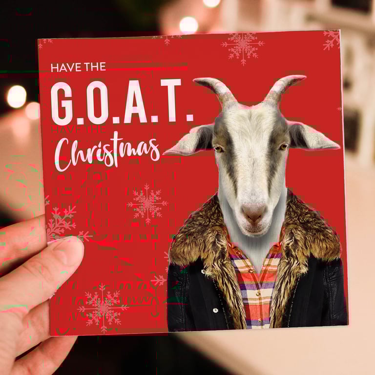 Goat Christmas card: Greatest of All Time (G.O.A.T) Christmas (Animalyser)